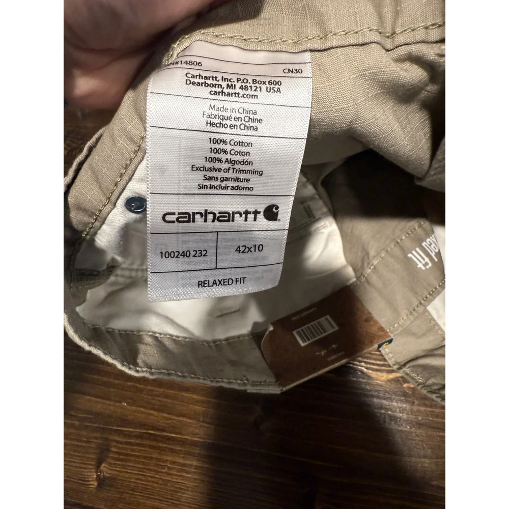 Carhartt Relaxed Fit Tacoma Ripstop Cargo‎ Shorts Khaki Men Size 42x10